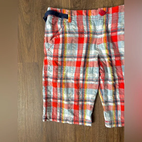 TAIKONHU Seersucker Plaid Patchwork Bermuda Shorts Preppy Coastal Y2K Style | S - Picture 4 of 15